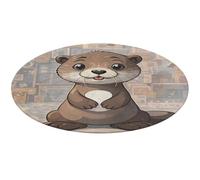Tapis de bain rond doux et absorbant avec motif loutre de dessin animé, antidérapant, pour chambre à coucher, salon, décoration d'intérieur - 90 x 90 cm