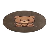 Tapis de bain rond doux et absorbant avec motif ours mignon et antidérapant pour chambre à coucher, salon, décoration d'intérieur - 60 x 60 cm - Marron