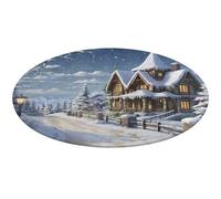 Tapis de bain rond doux et absorbant avec motif scène heureuse de Noël, antidérapant, style ferme, 80 x 80 cm, pour chambre à coucher, salon, décoration d'intérieur