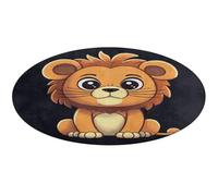 Tapis de bain rond doux et absorbant et antidérapant pour chambre à coucher, salon, décoration d'intérieur - Motif lion de dessin animé - 60 x 60 cm