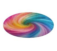 Tapis de bain rond doux et absorbant - Motif tourbillons colorés arc-en-ciel - Tapis de bain antidérapant - Pour chambre à coucher, salon, décoration d'intérieur - 60 x 60 cm
