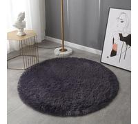 Tapis de bain rond, en microfibre ultra douce à poils longs, absorption d'eau, lavable en machine, chambre à coucher, couloir, violet foncé, 60 x 60 cm