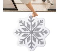 Tapis de bain rond, tapis de Noël - Tapis de salle de bain flocon de neige rouge,Tapis doux antidérapant, décoration de noël lavable en Machine pour salon, chambre à coucher, salle de bain