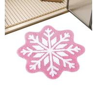Tapis de bain rond, tapis de Noël - Tapis en fausse cachemire avec flocons de neige pour la salle de bain - Décoration de Noël antidérapante, tapis doux lavables en machine pour salon, cam