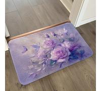 Tapis de Bain Rose Feuilles Papillon Tapis Salle de Bain Doux Microfibre Tapis de Douche Antiderapant Lavable Machine Bath Mat Absorbant d'eau Epais Rug 40x60cm