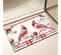 Tapis de Bain rouge Séchage Rapide 60 x 90 cm, Tapis de Douche Antidérapant, Absorbant l'eau, Anti Odeur, Facile à Nettoyer, pour Douche, Salle de Bain, Paillasson, Chambre et Salon, oiseau D-8486