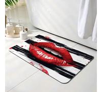Tapis de Bain Rouge, Tapis de Douche Antidérapant 40 x 50 cm, Séchage Rapide, Absorbant l'eau, Anti Odeur, Facile à Nettoyer, pour Douche, Salle de Bain, Paillasson, Chambre et Salon, Lèvres O-6205