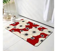 Tapis de Bain Rouge, Tapis de Douche Antidérapant 50 x 60 cm, Séchage Rapide, Absorbant l'eau, Anti Odeur, Facile à Nettoyer, pour Douche, Salle de Bain, Paillasson, Chambre et Salon, Fleur O-5298