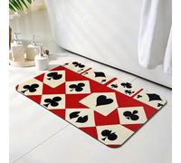 Tapis de Bain Rouge, Tapis de Douche Antidérapant 50 x 60 cm, Séchage Rapide, Absorbant l'eau, Anti Odeur, Facile à Nettoyer, pour Douche, Salle de Bain, Paillasson, Chambre et Salon, Géométrie O-3381