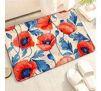 Tapis de Bain Royal Bleu Rouge Tapis Salle de Bain Doux Microfibre Tapis de Douche Antiderapant Lavable Machine Bath Mat Absorbant d'eau Epais Rug 40x60cm