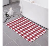 Tapis de bain rustique à carreaux rouges en terre de diatomées super absorbant, séchage rapide, antidérapant, profil bas, tapis de sol pour baignoire, tapis de salle de bain pour douche et lavabo 40