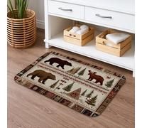 Tapis de bain rustique à séchage rapide, motif forêt vintage, absorbant, antidérapant, décoration d'automne, flanelle lavable, 50,8 x 81,3 cm