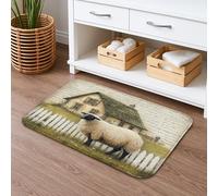 Tapis de bain rustique en forme de mouton, motif campagne vintage, décoration printanière, antidérapant, en mousse à mémoire de forme, lavable 40,6 x 61 cm
