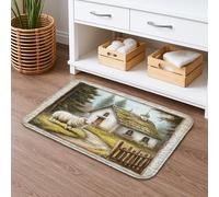 Tapis de bain rustique style ferme, style rustique avec motif paysage de campagne, absorbant, antidérapant et confortable, lavable pour salle de bains et toilettes, 40,6 x 61 cm