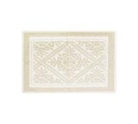 Tapis de bain sardo coton uni fantaisie en relief bord boucles (40 x 60 cm, Ecru)