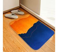 Tapis de bain simple dégradé orange/bleu, moderne, tendance et créatif, lavable, avec dos antidérapant, pour entrée, cuisine, chambre à coucher, résistant à l'eau et à l'huile - 45 x 75 cm