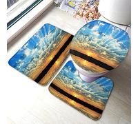 Tapis de bain Sky Lot de 3 pièces Cloud Sunrise Summer Morning Dawn Lake Heaven Tapis de salle de bain Grand tapis Siège de toilette Housse de couvercle Tapis antidérapant Tapis antidérapant Bleu Ja