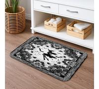 Tapis de bain sorcière noir et blanc, gothique, absorbant, antidérapant, lavable en mousse à mémoire de forme, pour salle de bain, toilettes, toilettes, décoration d'Halloween, 50,8 x 81,3 cm