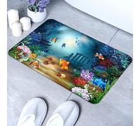 Tapis de bain sous-marin, super absorbant, ultra fin, profil bas, antidérapant, séchage rapide, lavable, pour devant baignoire, salle douche, lavabo (50,8 x 81,3 cm, carré)