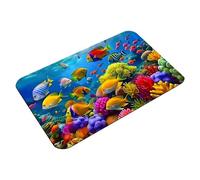 Tapis de bain sous-marin VGy875 avec poissons et source d'oxygène - Paysage aquatique liquide - Tapis de salle de bain avec dos antidérapant - 76,7 x 50,8 cm - Bleu ciel - 60 x 90 cm