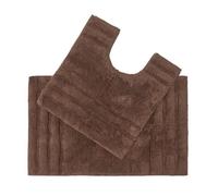 HOMESCAPES Tapis de Bain antidérapant 50 x 80cm + Contour WC 50 x 55cm, Lot de Tapis de Bain en Pur Coton Ultra Doux, Couleur Chocolat