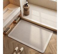 Tapis de bain super absorbant, antidérapant, en diatomite, séchage rapide, pour cuisine, 60 x 90 cm, gris beige, idéal pour la maison et le spa, surface douce et confortable
