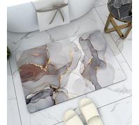 Tapis de bain super absorbant antidérapant gris et doré à séchage rapide, facile à nettoyer, décoration d'intérieur élégante, 40 x 60 cm, parfait pour n'importe quel espace.