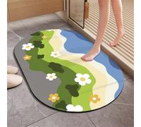 Tapis de bain super absorbant en diatomite antidérapant à séchage rapide Motif dessin animé 100 x 120 cm Parfait pour la cuisine et la baignoire Décoration d'intérieur et sécurité