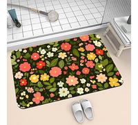 Tapis de Bain Super Absorbant et Séchage Rapide, Tapis de Douche Antidérapant Doux, Portes de Salle de Bain Diatomite en Pierre Lavable Fin Absorbant Vaisselle Baignoire Salon 140x200cm Plants 6-262