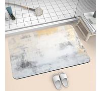 Tapis de Bain Super Absorbant et Séchage Rapide, Tapis de Douche Antidérapant Doux, Portes de Salle de Bain Diatomite en Pierre, Lavable, Fin, Absorbant Vaisselle Baignoire Salon 90x150cm Modern 6-246