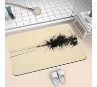 Tapis de Bain Super Absorbant et Séchage Rapide, Tapis de Douche Antidérapant Doux, Portes de Salle de Bain Diatomite en Pierre, Lavable, Fin, Absorbant Vaisselle Baignoire Salon 70x140cm Encre 6-96