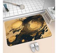 Tapis de Bain Super Absorbant et Séchage Rapide, Tapis de Douche Antidérapant Doux, Portes de Salle de Bain Diatomite en Pierre, Lavable, Fin, Absorbant Vaisselle Baignoire Salon 70x140cm Encre 6-94