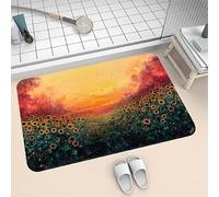 Tapis de Bain Super Absorbant et Séchage Rapide, Tapis de Douche Antidérapant Doux, Portes de Salle de Bain Diatomite en Pierre Lavable Fin Absorbant Vaisselle Baignoire Salon 50x80cm Sunflower 6-434