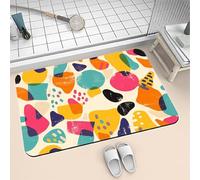 Tapis de Bain Super Absorbant et Séchage Rapide, Tapis de Douche Antidérapant Doux, Portes de Salle de Bain Diatomite en Pierre Lavable Fin Absorbant Vaisselle Baignoire Salon 160x230cm Rainbow 6-472