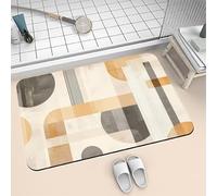 Tapis de Bain Super Absorbant et Séchage Rapide, Tapis de Douche Antidérapant Doux, Portes de Salle de Bain Diatomite en Pierre, Lavable, Fin, Absorbant Vaisselle Baignoire Salon 70x140cm Modern 6-142