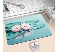 Tapis de Bain Super Absorbant et Séchage Rapide, Tapis de Douche Antidérapant Doux, Portes de Salle de Bain Diatomite en Pierre, Lavable, Fin, Absorbant Vaisselle Baignoire Salon 90x150cm River 6-646