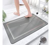 Tapis de bain super absorbant, séchage rapide, pour la maison, fond en caoutchouc antidérapant, facile à nettoyer, paillasson simple, tapis de douche (gris clair, 40 x 60 cm)