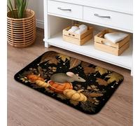 Tapis de bain sur le thème de la citrouille d'automne - Décoration d'automne mignonne - Tapis de douche antidérapant et absorbant pour salle de bain, moisson saisonnière - Lavable - 40,6 x 61 cm