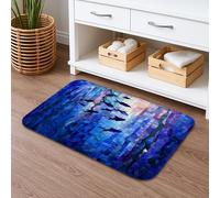 Tapis de bain sur le thème de l'aquarium bleu océan, tapis lavable en mousse à mémoire de forme, tapis de douche absorbant et antidérapant pour salle de bain, 50,8 x 81,3 cm
