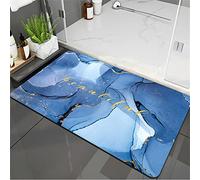 Tapis de Bain, Tapis de Bain Antidérapant Absorbant, 80x150cm Tapis de Douche Super Absorbant Lavable en Machine, Tapis de Salle de Bains Doux Séchage pour Baignoire/Cuisine/Salle de Bain, Bleu