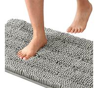Tapis de Bain Tapis de Bain Antiderapant Tapis Salle de Bain Absorbant Tapis de Baignoire Lavable Tapis de Douche en Chenille Poil Long Tapis pour la Chambre Salle de Bain (Gris Clair,150 x 50 cm)