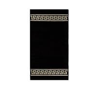Tapis de bain - Tapis de bain - Tapis de douche - Motif méandre grecque - En noir et doré - Avec picots - 100 % coton antidérapant - Lavable - Chauffage au sol - 50 x 90 cm