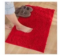 Tapis de bain Tapis de salle de bain antidérapant en microfibre, peluche douce, chenille super absorbante, tapis de sol de salle de bain lavable en machine, tapis de salle de bain doux(Brilliant Red,4