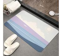 Tapis de Bain, Tapis Salle de Bain, Tapis de Bain Antiderapant, Tapis, Coussinets, Tapis de Douche, Tapis de Douche AntidéRapant, Tapis de Salle de Bain Absorbant, Tapis Diatomite Ciel-60x100cm