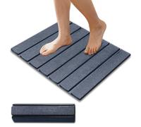 Tapis de Bain Terre de Diatomée Pliable - Tapis de Pierre Diatomite Rigide, Tapis de Douche Antidérapant, Tapis de Séchage Rapide pour Maison et Cuisine, 30x40 cm (Gris foncé)