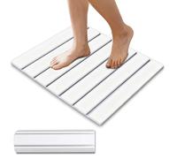 Tapis de Bain Terre de Diatomée Pliable - Tapis de Pierre Diatomite Rigide, Tapis de Douche Antidérapant, Tapis de Séchage Rapide pour Maison et Cuisine, 30x40 cm (Blanc)