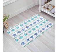 Tapis De Bain Texture Abstraite Estivale De Totem De Tortue Bleue Et Verte Paillasson Lavable en Machine Doux Tapis De Baignoire, pour Salle De Bain, Salon, Cuisine, 40x60cm