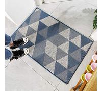 Tapis de Bain Triangle Bleu Gris Tapis Douche Antidérapant Moelleux Microfibre Tapis Salle de Bain Lavable Machine Bath Mat Absorbant d'eau Epais Rug 40x60cm