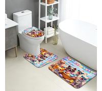 Tapis De Bain Trois Pièces Animaux Mignons De Pâques Œufs Colorés Bath Mat Antidérapant Antidérapant Absorbant Tapis De Bain Ensemble, pour Bathroom, Cuisine, Chambre
