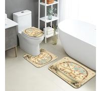 Tapis De Bain Trois Pièces Fleur Lapin Mignon De Pâques Douche Coussin Doux Mode Tapis Contour WC, pour Chambre, Cuisine, Bathroom